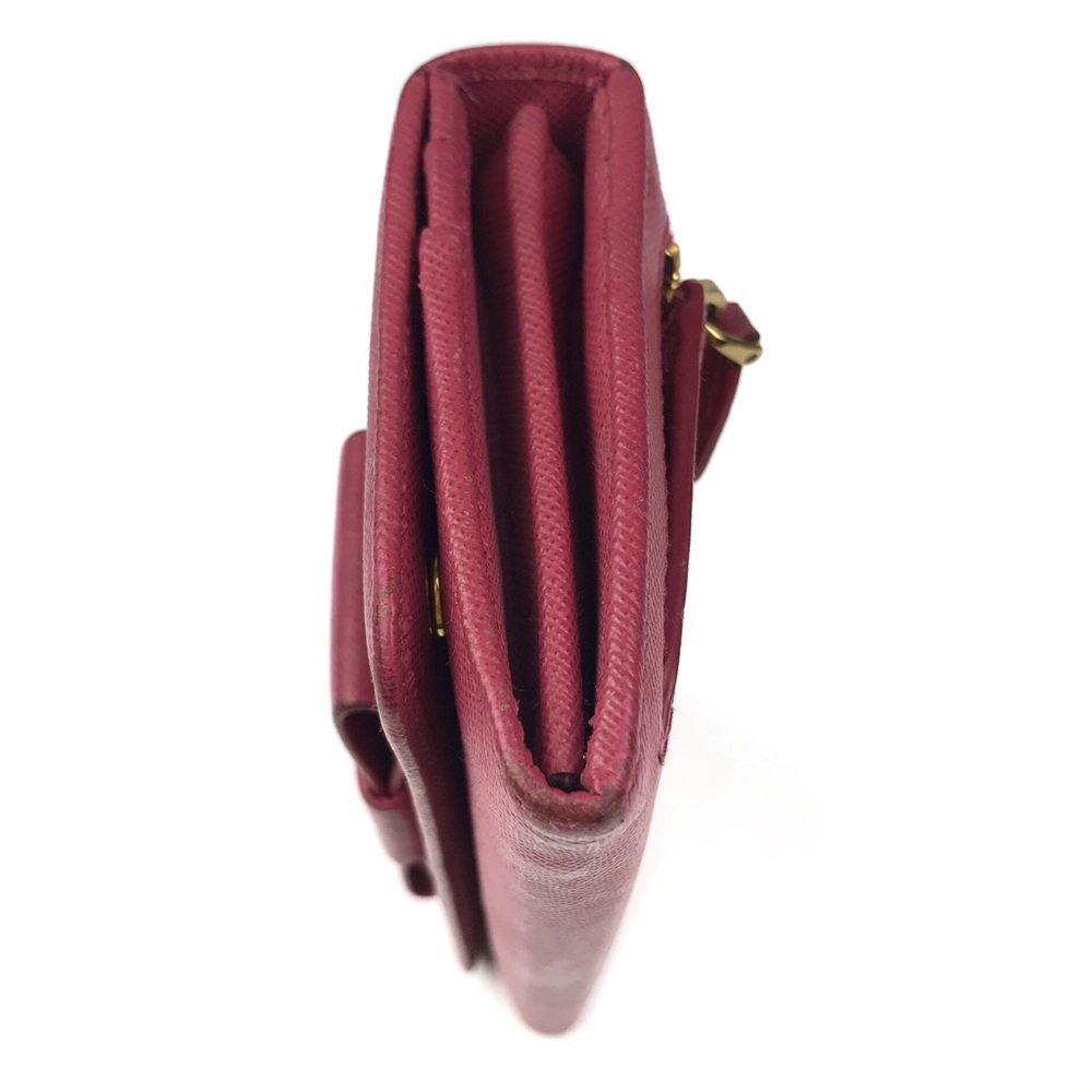 PRADA Wallet Fiocco Bow Peonia Pink Saffiano Lux Leather Gold Hardware - Picture 11 of 14